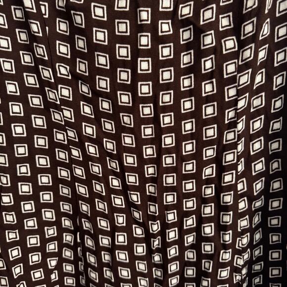 New Reformation Noha Dress Brown Geometric Back Zip Side Slit Sleeveless Sz 6 - Picture 7 of 13